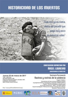 Cartel del seminario Seminario permanente Rastros y Rostros de la violencia: "Historicidad de los muertos"