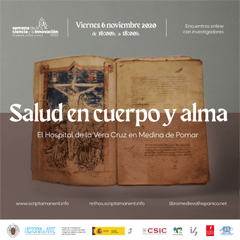 Cartel del evento XX Semana de la Ciencia 2020: Encuentro con investigadores "Salud en cuerpo y alma. El Hospital de la Vera Cruz en Medina de Pomar"