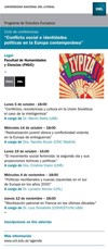 Cartel Ciclo de Conferencias Ciclo de Conferencias: "Conflicto social e identidades políticas en la Europa contemporánea"