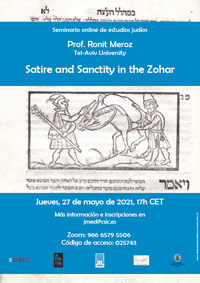 Cartel del seminario Seminario de Estudios Judíos: "Satire and Sanctity in the Zohar"