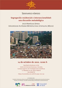 Cartel del seminario Seminario online Urbs: "Segregación residencial e interseccionalidad: una discusión metodológica"