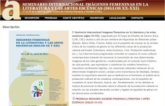 Seminario Internacional Imágenes Femeninas en la Literatura y las Artes escénicas (siglos XX-XXI) Seminario Internacional Imágenes Femeninas en la Literatura y las Artes escénicas (siglos XX-XXI)