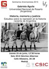 Cartel del seminario Seminarios Americanistas 2015: "Historia, memoria y justicia. Estudios sobre la represión en la historia reciente de Argentina"