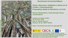 Cartel del seminario Seminarios ConnecCaribbean: "Voces, discursos, imágenes y letras en el Caribe y Centroamérica: Propuestas desde la literatura y el arte"