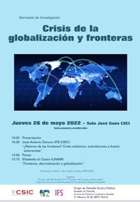 Cartel del seminario Seminario de Investigación «Crisis de la globalización y fronteras»