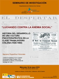 Cartel del seminario Seminario de investigación: "Luchando contra la anemia social"