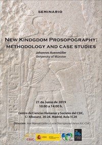 Cartel del seminario Seminario "New Kindgdom Prosopography: methodology and case studies"
