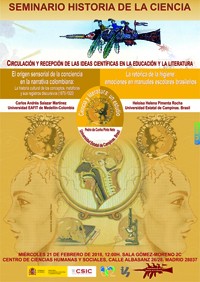 Cartel del seminario Seminario de Historia de la Ciencia: "Circulación y recepción de las ideas científicas en la educación y la literatura"