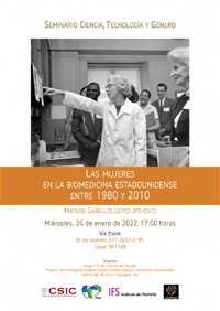 Cartel del seminario Seminario CTG: "Las mujeres en la biomedicina estadounidense entre 1980 y 2010"