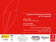 Cartel del seminario Seminario del Proyecto Scripta Manent II: “Hospitals and the Universe of Writing (15th-16th centuries)”