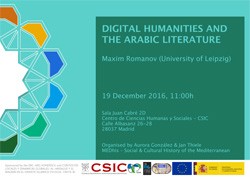 Cartel del seminario Seminario "Digital Humanities and The Arabic Literature"