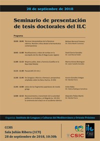 Cartel del seminario Seminario de presentación de tesis doctorales del ILC