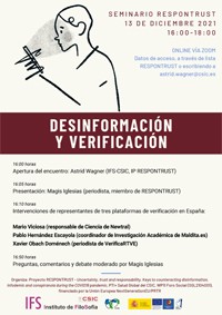 Cartel del seminario Seminario Respontrust: "Desinformación y verificación"