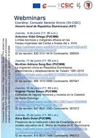Cartel del evento Webminar "Límites borrosos y márgenes difusos en las franjas imperiales del Caribe a finales del S. XVIII"