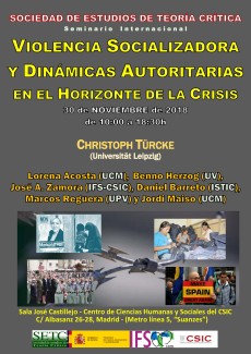 cartel del seminario Seminario Internacional SETC "Violencia socializadora y dinámicas autoritarias en el horizonte de la crisis"