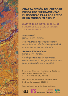 4ª sesión del curso de posgrado SIJI: "Herramientas filosóficas para los retos de un mundo en crisis" 4ª sesión del curso de posgrado SIJI: "Herramientas filosóficas para los retos de un mundo en crisis"