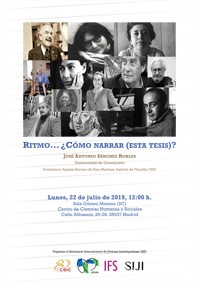 Cartel del seminario Seminario Internacional de Jóvenes Investigadores (SIJI): "Ritmo...¿cómo narrar (esta tesis)?"