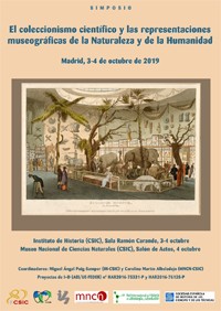Cartel del simposio Simposio "El coleccionismo científico y las representaciones museográficas de la Naturaleza y de la Humanidad"