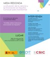 Cartel de la mesa redonda Mesa Redonda "La Situación de la Ciencia y la Innovación en España: conocer para transformar"