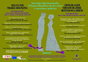 Cartel de las jornadas Jornadas Internacionales "Prismas filosóficos de las crisis y emociones políticas"