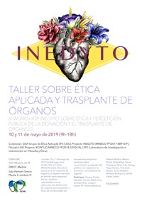 Cartel del taller II Taller INEDYTO sobre Ética Aplicada y Trasplante de Órganos