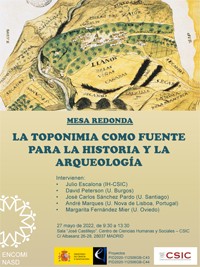 Cartel del evento Mesa redonda: "La toponimia como fuente para la Historia y la Arqueología"