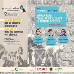 Cartel del evento Jornadas online "Migrar para trabajar en el campo en tiempos de covid"