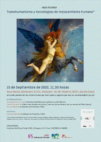 cartel de la mesa redonda Mesa Redonda "Transhumanismo y tecnologías de mejoramiento humano"