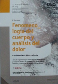 Cartel de las jornadas V Jornadas de Fenomenología del Cuerpo y Análisis del Dolor