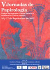 Cartel de las Jornadas V Jornadas de Papirología. "Papiros documentales. Papiros literarios y paraliterarios. Papiros mágicos"
