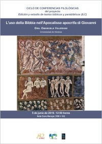 Cartel del Seminario Ciclo de Conferencias Filológicas: "L’uso della Bibbia nell’Apocalisse apocrifa di Giovanni"