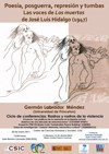 Cartel de la conferencia Ciclo de conferencias Rastros y rostros de la violencia: "Poesía, posguerra, represión y tumbas. Las voces de 'Los Muertos' de José Luis Hidalgo (1947)"
