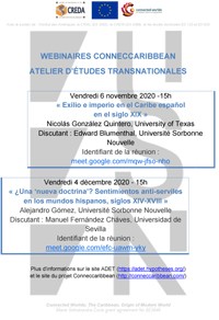 Cartel del seminario Webinar «¿Una ‘nueva doctrina’? Sentimientos anti-serviles en los mundos hispanos, siglos XIV-XVIII»